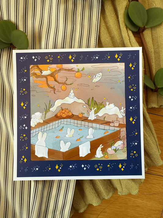 Bathing Rabbits Print