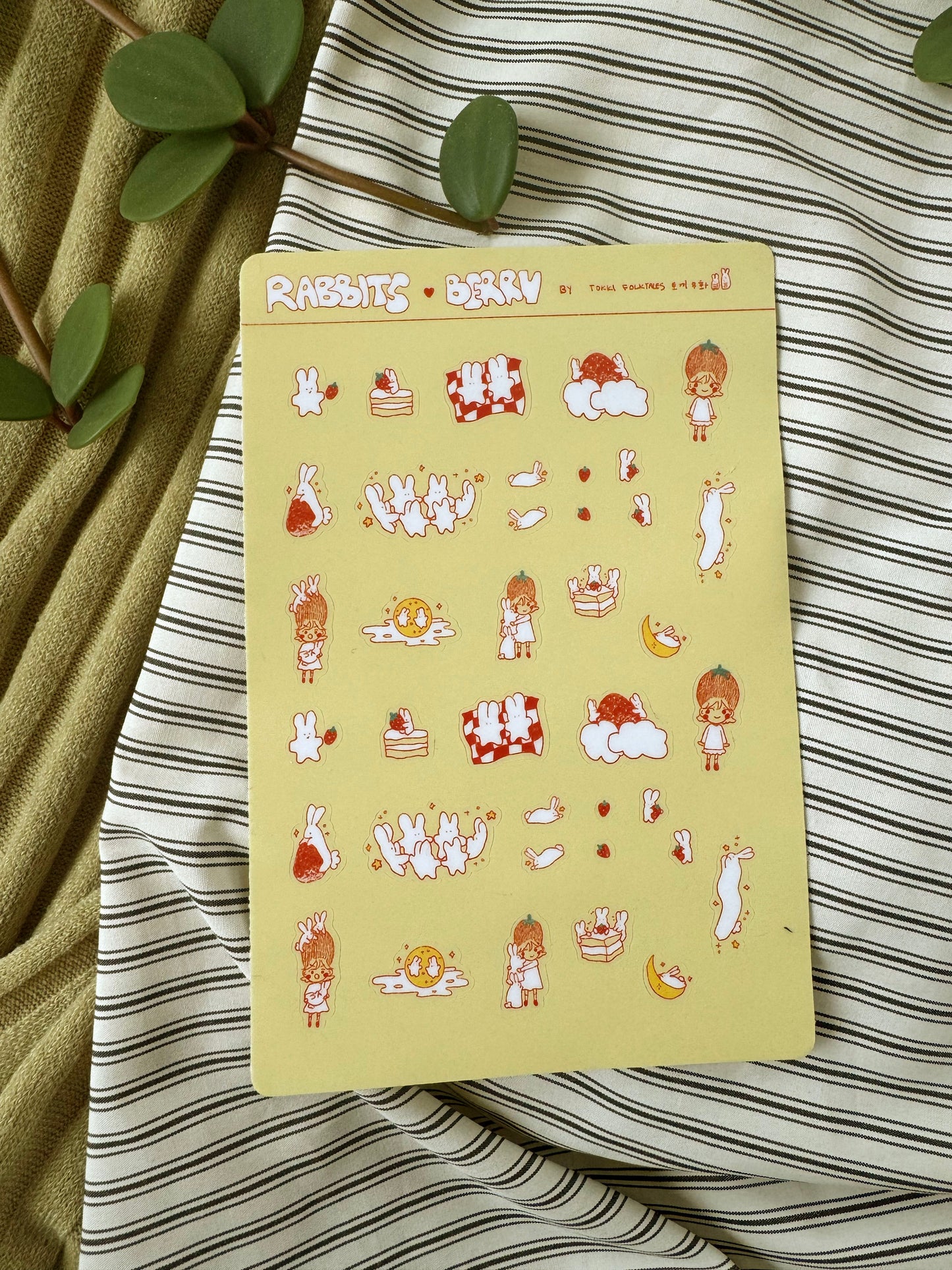 Rabbit Loves Strawberry Sticker Sheet