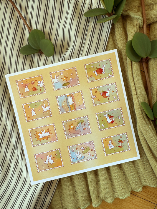 Rabbit Stamps Print